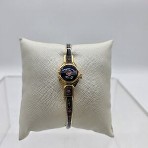 Vintage Lucerne Cloisonne Enamel Bracelet Watch Ladies 17 Jewel Mechanical Untes